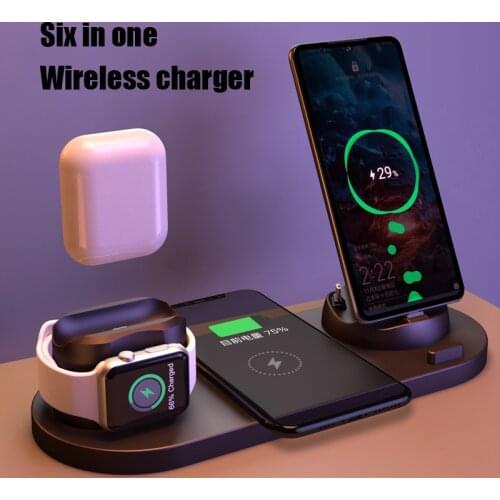 Cargadores inalámbricos 6 in 1 Magnetic Qi Wireless Charger For Iphone 8 Plus 12 Pro Huawei Xiaomi Watch5 4 Fast Charging Holder