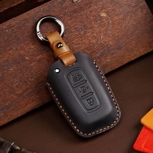 Genuine Leather Remote Key Fob Case Cover Shell For Hyundai Solaris Veloster SR IX35 Accent Elantra i30 KIA RIO K2 K3 Sportage