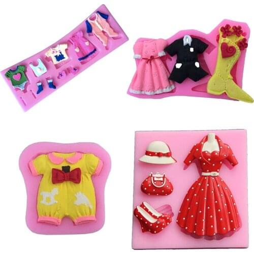Baby Shower Series Hat Beauty mami Dress High Heel Shape 3D Silicone Fondant Molds Chocolate Candy Mold Cake Decorating Tools