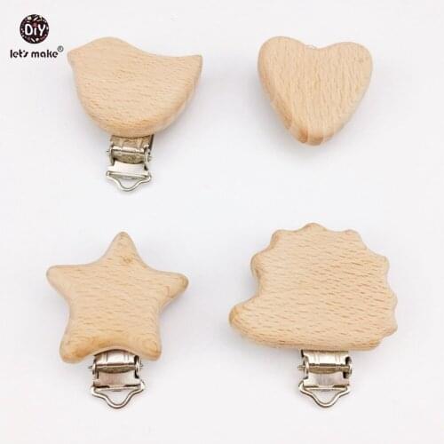 Lets Make Baby Suspender Clip Nursing Accessories 20pc Heart Pacifier Clip Wooden Animal Clip Teething Accessories