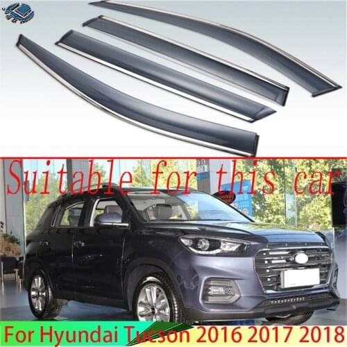 For Hyundai Tucson 2016 2017 2018 Plastic Exterior Visor Vent Shades Window Sun Rain Guard Deflector