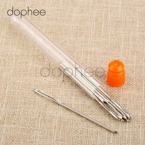 Dophee 9pcs/set 5.2/6/7cm Large-eye Blunt Needles Leather Sewing Needles 3 Sizes Stainless Steel Embroidery Sewing Accessories