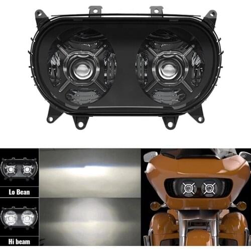 Dual LED Headlight Projector Headlamp for 2015-2020 Road Glide Dual LED Double Headlight Motorcycle Front Driving Lights