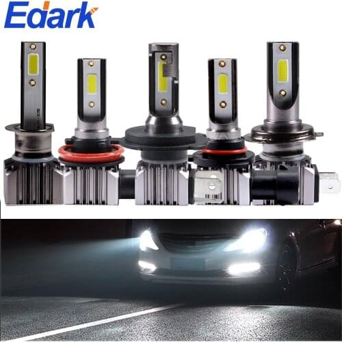 Edark 2Pcs H1 H7 H11 LED Headlight Bulbs,Wireless Instant Plug-in Car Fanless 9005/HB3 9006/HB4 H4/HB2 6000K White Halogen