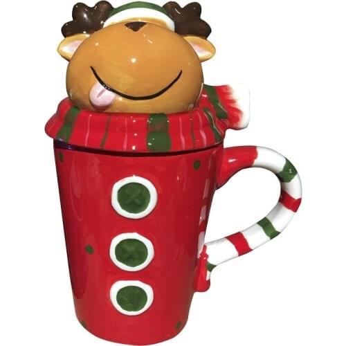 Hot 3D Christmas Mugs with Elk/Snowman/Penguin/SantaClaus Lid Coffee Mugs Milk Mugs Tea Cups Thermos Water Bottle Christmas Gift