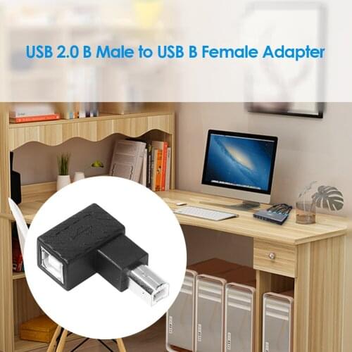 Printer Scanner Hard Disk Cable USB 2.0 Type B Male to Female Extension Adapter Right Angled 90 Degree Converter