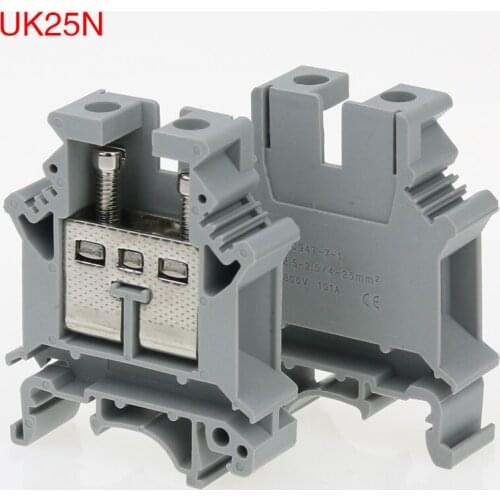 The UK25N terminal block 25 square block terminal block guide rail type universal terminal anti-slip wire