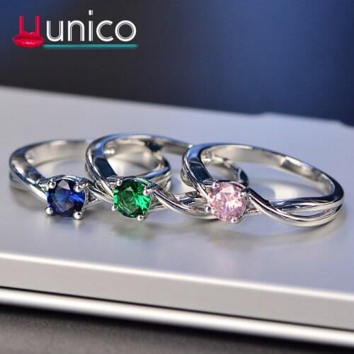 UUNICO Pattern Twisted Rope Hemp Flowers Ring Plating Rose Gold Silver Micro Cubic Zirconia Tail Ring Fashion Womens Jewelry