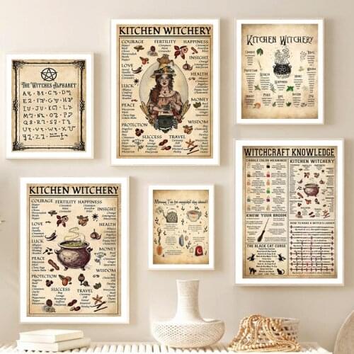 Kitchen Witchery Witch Formula Wall Art Canvas Painting Nordic Posters And Prints Wall Pictures For Living Room Vintage Decor