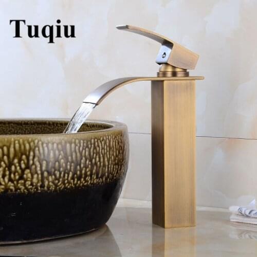 New Arrival brass Basin Faucet hot and cold Antique Waterfall Faucet single lever bathroom sink faucet basin tap Lavatory Tap