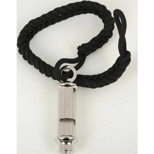 WWII GERMAN WEHRMACHT WH METAL WHISTLE WITH BLACK ROPE OUTDOORS MILITARY