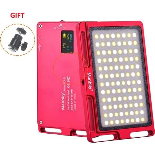 Manbily Mini LED Video Light Dimmable on Camera Pocket Photographic 3000-6500K Lighting Lamp for DSLR Canon Nikon with Ballhead