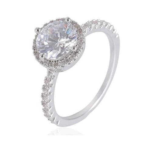 Trendy Rings 925 Silver Jewelry Round Shape Zircon Gemstone Fashion Lady Finger Ring for Wedding Engagement Promise Party Gift