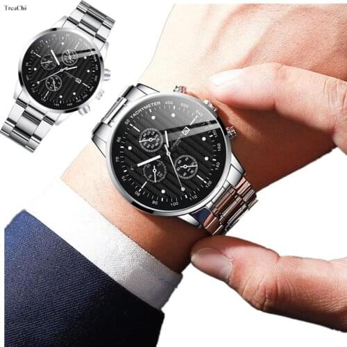 Fashion Mens Watches Business Waterproof Date Clock Quartz Wristwatch Male Clock Stainless Steel Casual Watch Modern Style