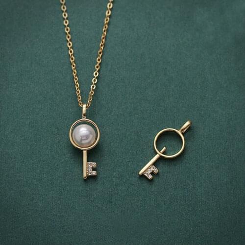 Key Style Pearl Pendant Settings DIY S925 Pendant Jewelry Making Components For 7-9mm