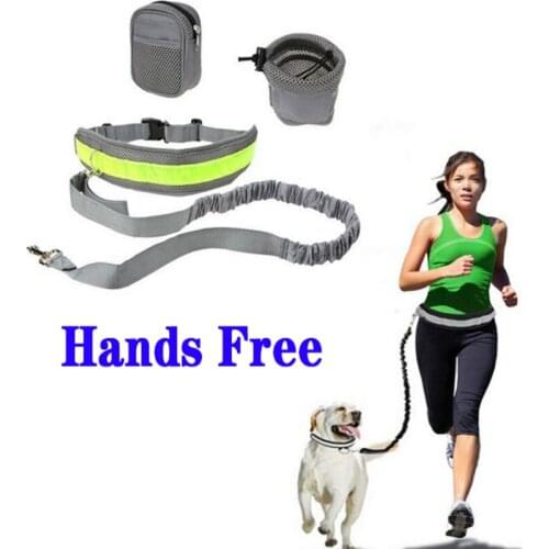 Dog Leash Set Hands Free Outdoor Walking Training Dog Running Jogging Waist Belt Reflective Strip Elastic Leash Pet Supplies