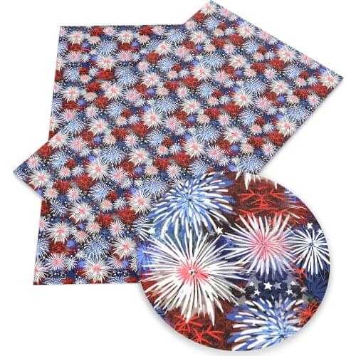 New 20*33cm Star Stripped July 4th Printed Faux Synthetic Leather Patchwork For Hair Bow Bags Phone Cover DIY Projects,1Yc5948