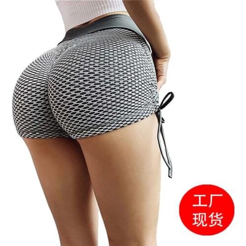 New trend sports honeycomb bubble shorts high elastic slim fitness high waist sexy yoga pants women