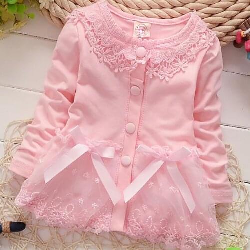 Infant Female Baby Coat Spring and Autumn Cardigan Bow Boutique Clothing Newborn Baby Girl Coat 0-24M Baby Girl Coats