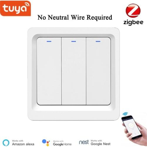 Smart Life Zigbee EU Switch WiFi Wall Light Switch 1/2/3 Gang APP Wireless Control No Neutral Wire Required Push Button Switch