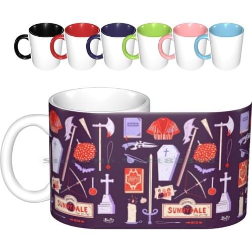 Buffy Props Print Ceramic Mugs Coffee Cups Milk Tea Mug Buffy The Vampire Tv 90s Classic Angel Sarah Michelle Gellar Willow