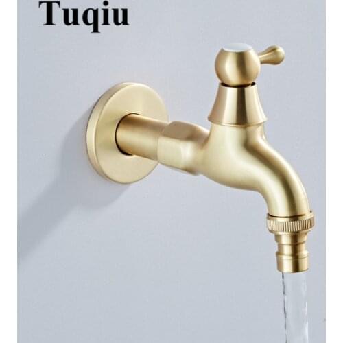 Washing Machine Faucet Mop Brushed Gold Bathroom Faucet Brass Material Tap Outdoor Garden Tap Decorative Kitchen Tap WC Bibcock