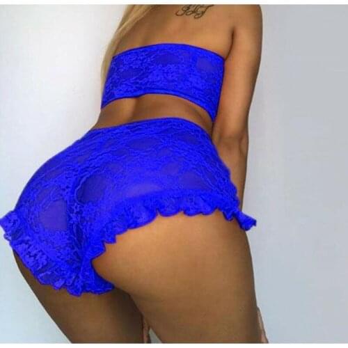 Sexy Bandeau Underwear Nightwear Exotic Sets Hot Sexy Women Lace Tulle Lingerie Set Ruffle Sleepwear Babydoll Ladies