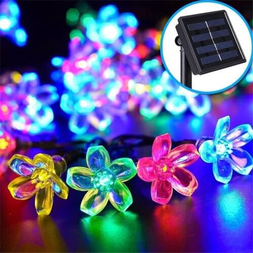 Solar String Christmas Lights Outdoor 12m 100 LED 2 Mode Waterproof Flower Garden Blossom Lighting Party wedding Home Decoration
