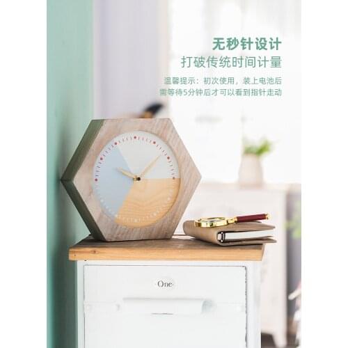 Modern Minimalist Wooden Living Room Desk Clock Personality Table Clock Creative Bedroom Clock Bedside Clock Ornaments