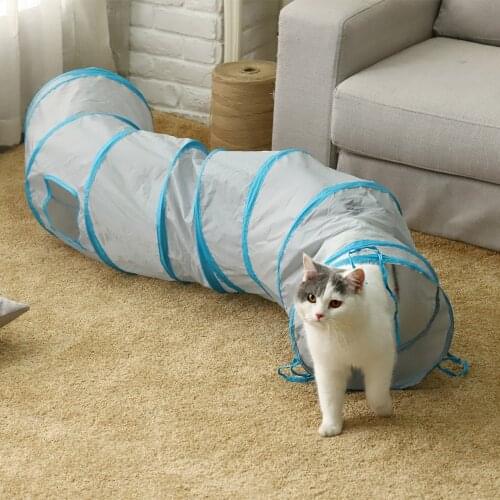 S shape Cat Tunnel Long 130cm Dia 30 cm Funny Pet Tunnel Cat Play Tunnel Kitten Play Toy Collapsible Toy Rabbit Play Tunnel