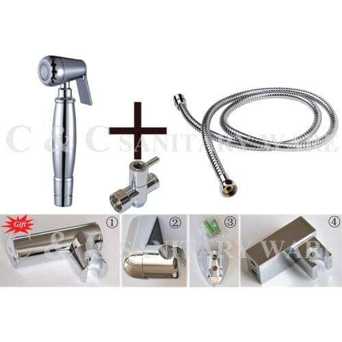 Toilets Bidet Single Handle Chrome Handheld Spray Head With Hose And Brass T adapter G1/2, G7/8, G3/4, M18X1.5L Optional A2005ST