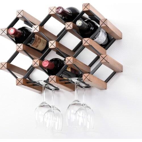 Wine rack Wall-mounted solid wood wine rack Wine rack Creative restaurant living room wood wall hanging wine rack