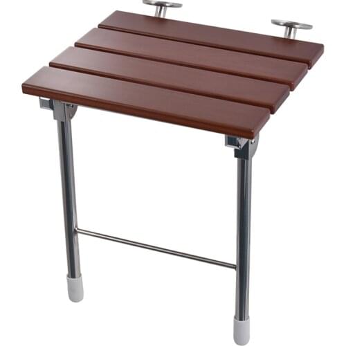 High-quality Bath Shower Wall Chair Home Bathroom Stool Household Wall Mounted Shower Seat Solid Wood Folding Chair - With Legs