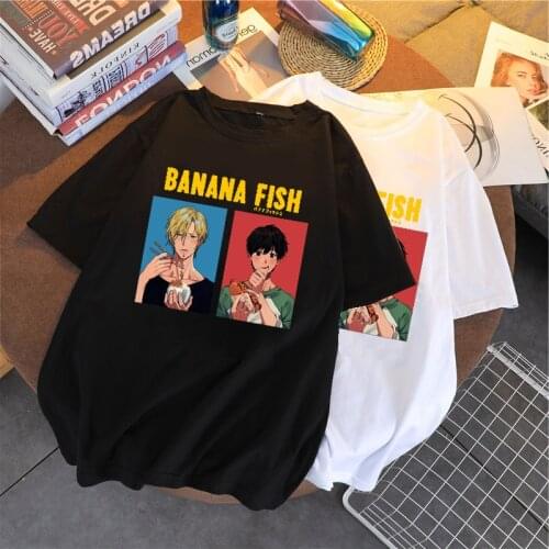 Banana Fish Ash Lynx Anime Printed Woman T Shirt 2021 Summer Tee Shirt Harajuku Cotton T Shirts Hip Hop Loose Women New T-Shirts