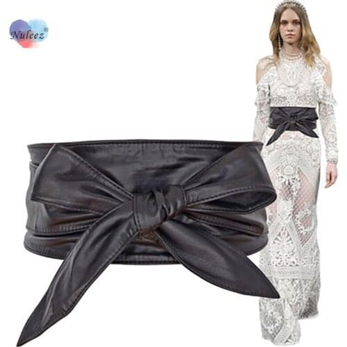 Nuleez Brand Cummerbunds Women Sheep Leather Soft Fashion Dress Accessory New Design