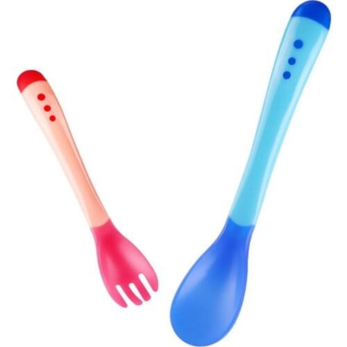 1pc 3 Colors Temperature Sensing Spoon Baby Silicon Spoon Baby Feeding Spoons Safety Temperature Sensing Utensils