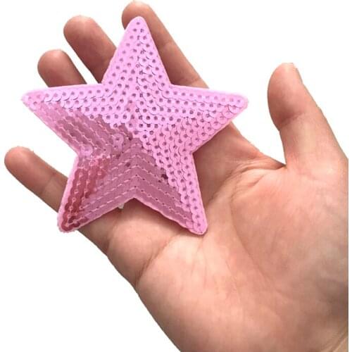 10pcs/lot Pink Star Sequined Iron on Patch for clothes Small Stars Sequins Appliques DIY Decoration Stickers