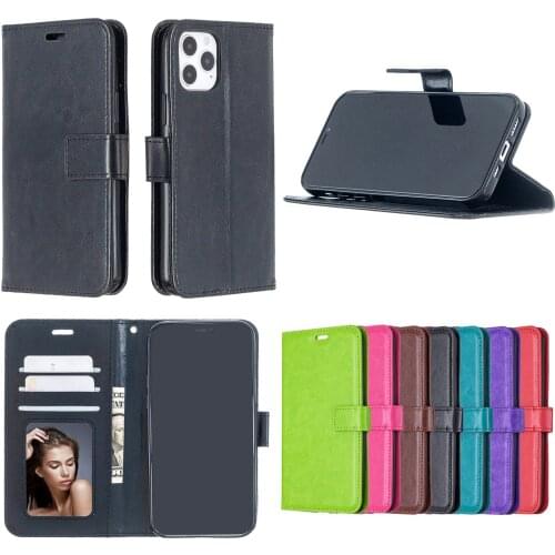 100pcs/lot Crazy Horse Stand Leather PU+TPU Cover Case With Card slot For iPhone 12 5.4 iPhone 12 Pro 6.1 iPhone 12 Pro Max 6.7