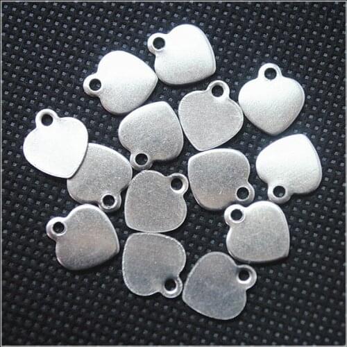100pcs new stainless steel accessories pendants for charms bracelets making DIY jewelry components heart shape