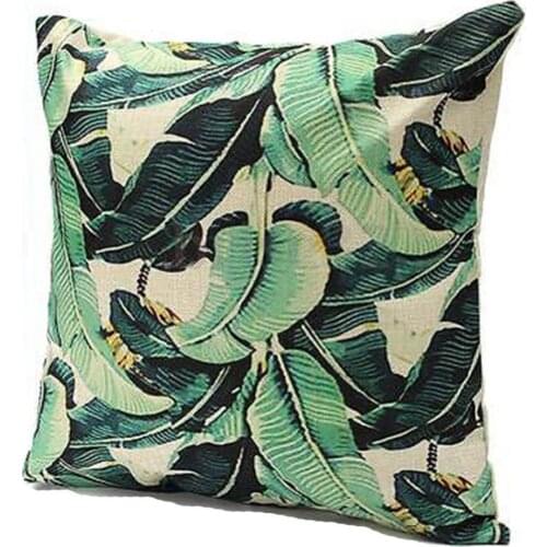 18inch Green Leaf Linen Cushion Cover Throw Pillow Case Sofa Home Decoration