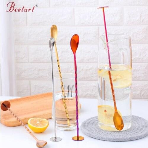 2Pc Stainless Steel Long Cocktail Stirrer Bar Puddler Martini Stirring Spoon Bar Accessories