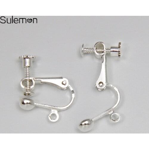 20pcs/Lot Silver Color Round Head Screw Ear Clip No Pierced Ear Clips DIY Handmade Clip On Earrings Parts Jewelry Findings JF50
