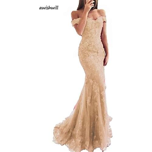 2021 New Lace Mermaid Prom Dresses Appliques Sexy Beaded Ball Gowns