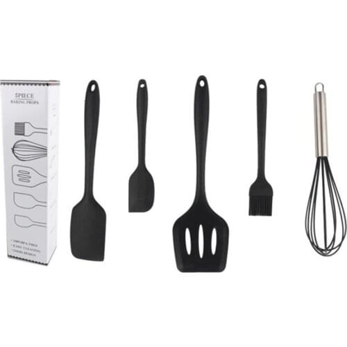 5PCS Cooking Set Silicone Cooking Utensil Set Spatula Shovel Brush Whisk Scraper Ladle Non-Stick Cookware Kitchen Tools