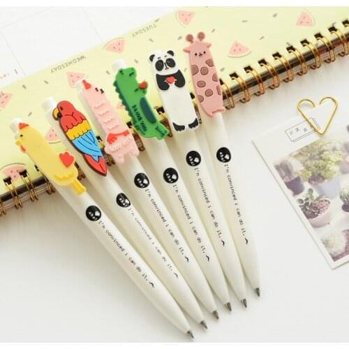 6 pcs Cute animal gel pen 0.5mm roller ball pens for writing signature Panda tiger bird cat Stationery school supplies F126