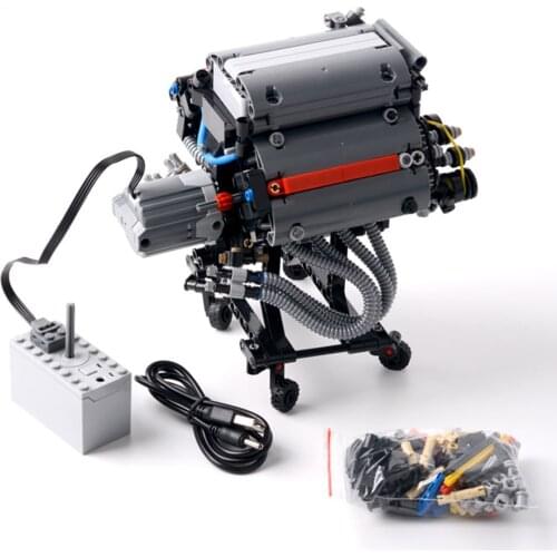 871Pcs Dynamic Version 32 Air Valve 8-Cylinder 4-Stroke Engine Building Kit for V8 Model MOC Small Particle Block For 8