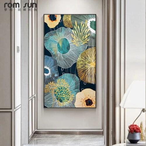 Abstract Flowers Green Canvas Painting Plants Poster and Print Unique Home Decor Wall Art Pictures for Living Room Bedroom Aisle