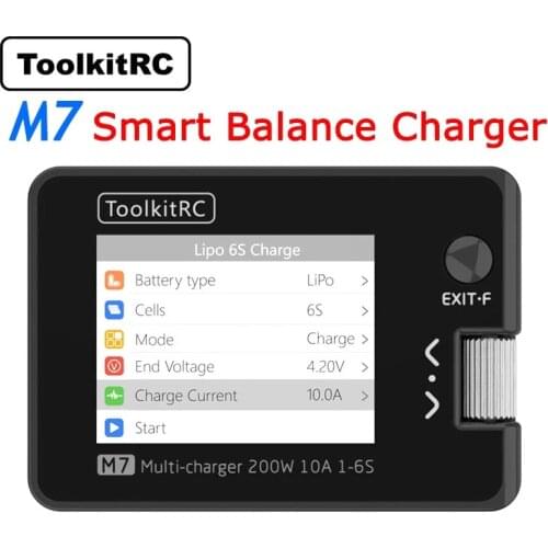ToolkitRC M7 200W 10A DC Balance Charger Discharger for 1-6S Lipo Battery With Voltage Servo Checker ESC Receiver Signal Tester