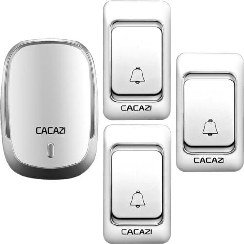 CACAZI Wireless Doorbell Waterproof 300M Remote 3 Button 1 Receiver US EU UK Plug LED Smart Home Doorbell Electronic Bell 220V