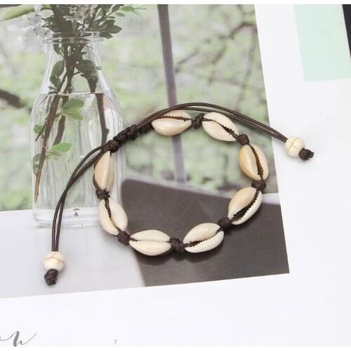 N7MF Natural Cowrie Shell Anklet Bracelets Handmade Hawaiian Beach Seashell Jewelry